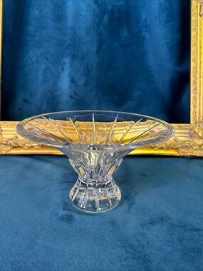 Shannon Crystal by Godinger Linear Pattern 8" Console Bowl Vintage Lead Crystal